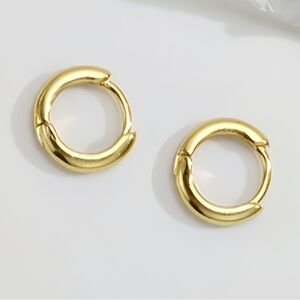 14K Gold Plated Silver tiny huggie earrings- 8mm SH003 Gold